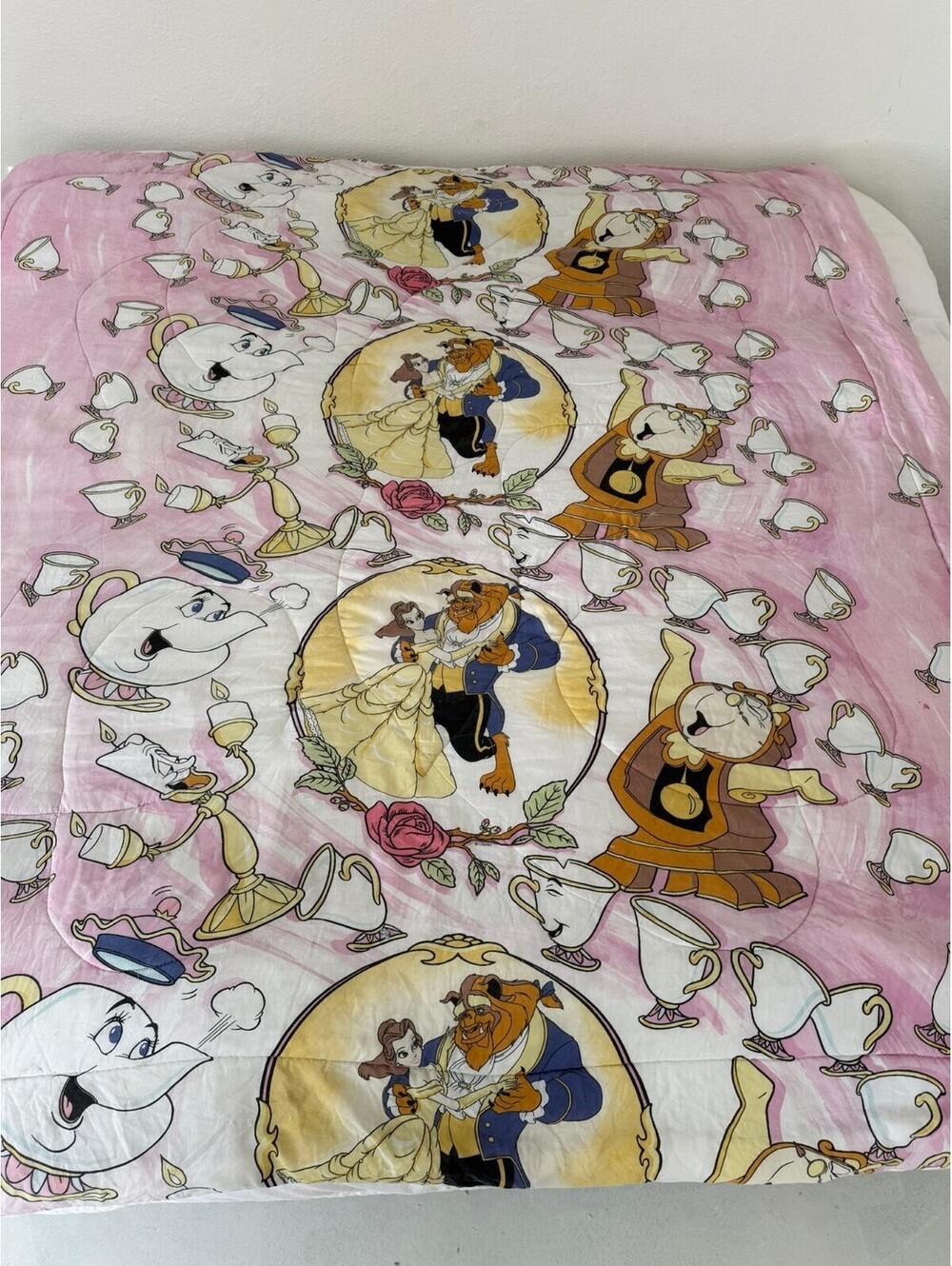 Vintage 90s Disney Beauty and the Beast Belle Reversible Full Comforter 81x76